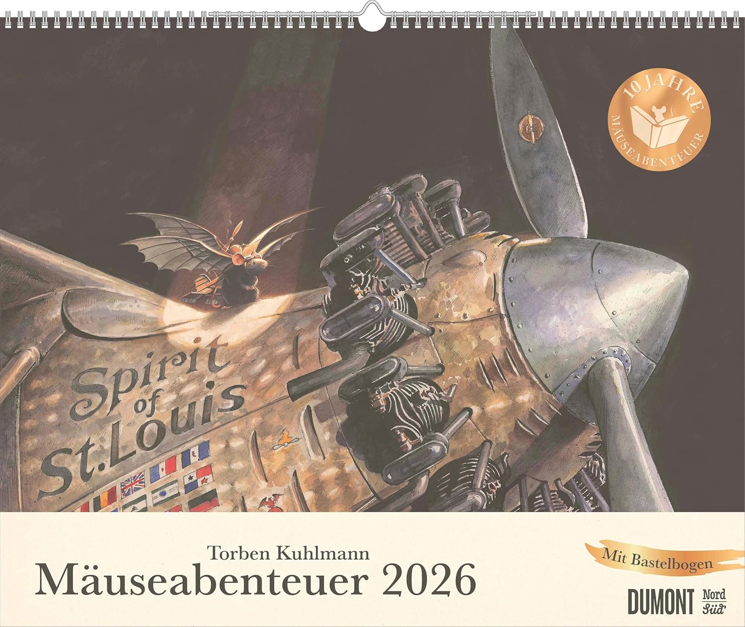 DUMONT - Mäuseabenteuer 2026 – Kinder-Wandkalender Querformat 52 x 43 cm – Mit Illustrationen aus Lindbergh, Armstrong, Edison, Einstein & Earhart: Torben Kuhlmann