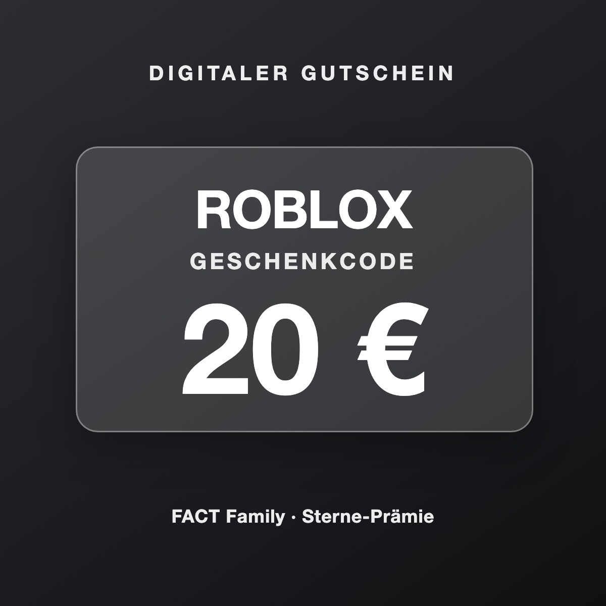 Roblox Geschenkcode 20 €